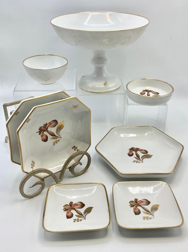Royal Copenhagen - Brown Iris, Includes: (7 Small Dishes, Tall Compote - 8¼