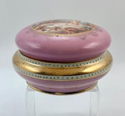 Nice Vintage Czechoslovakia Powder Box - Beehive Mark W/ Portrait Inside, C