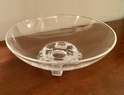 Steuben Crystal Bowl - Raised On 4 Scroll Feet, 8"