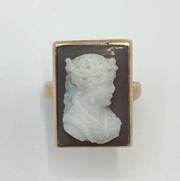 Vintage Cameo Ring - 14kt Tested (unmarked), Size 6, Total Weight 6.8 G, No