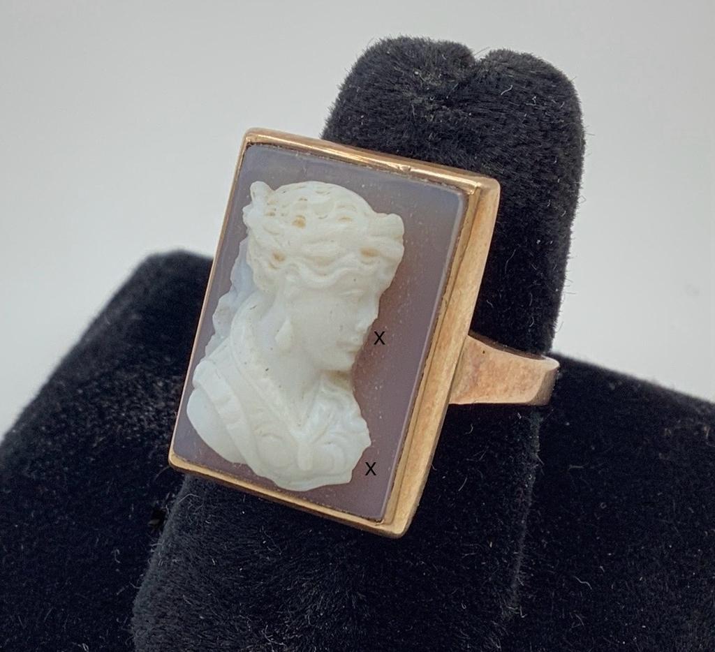 Vintage Cameo Ring - 14kt Tested (unmarked), Size 6, Total Weight 6.8 G, No