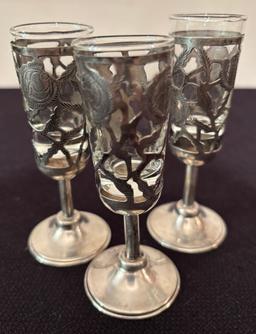 8 Sterling Cordial Stems - W/ Removable Inserts, 4", 1 As Found