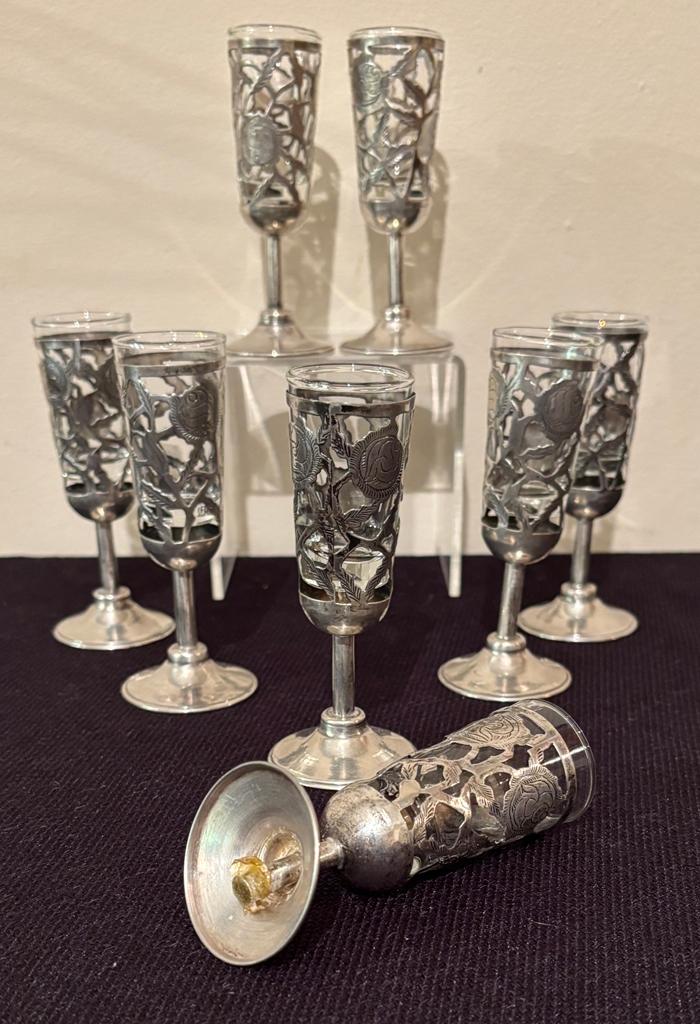 8 Sterling Cordial Stems - W/ Removable Inserts, 4", 1 As Found