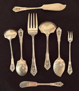 8 Pieces Wallace Sterling Rosepoint Flatware - Largest Is 8", 9.55 Ozt