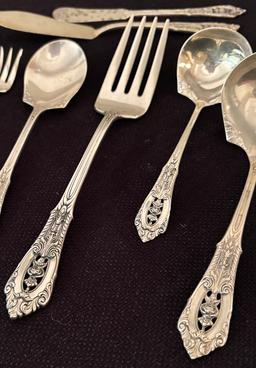 8 Pieces Wallace Sterling Rosepoint Flatware - Largest Is 8", 9.55 Ozt