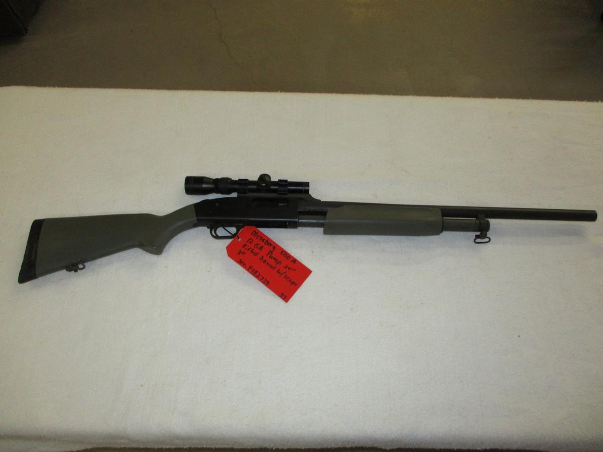 Mossberg model 500A 12 GA pump 24" rifled barrel 3" w/scope ser. P182739