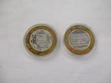 Rare Collectible Silver Casino Tokens 1.3 total oz each .999 Silver Reno Circus/Circus; Reno Tahoe 2