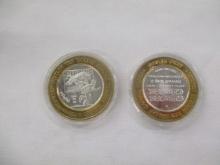 Rare Collectible Silver Casino Tokens, 1.3 total oz each .999 Silver Reno Circus;Circus (2) 2 items