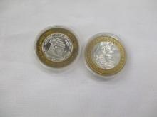 Rare Collectible Silver Casino Tokens 1.3 oz each .999 SilverReno Tahoe Airport; Boomtown Verdi NV 2