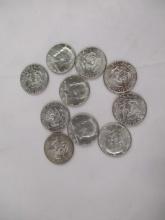 US Silver Kennedy Halves 1964 10 coins