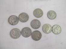 US Silver Franklin Halves- various dates/mints 10 coins