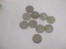 US Silver Franklin Halves- various dates/mints 10 coins