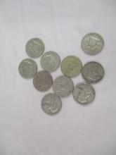 US Silver Franklin Halves- various dates/mints 10 coins