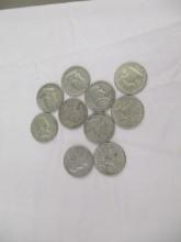 US Silver Franklin Halves- various dates/mints 10 coins