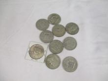 US Franklin Silver Halves- various dates/mints 10 coins