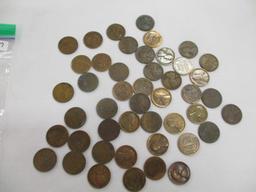 US Wheat cents, all Teens, some cleaned, 46 coins