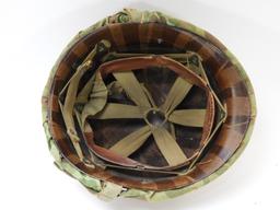 WWII M1 Helmet with USMC Camo Cover fixed bale frogskin "727"