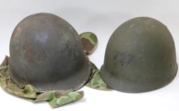 WWII M1 Helmet with USMC Camo Cover fixed bale frogskin "727"