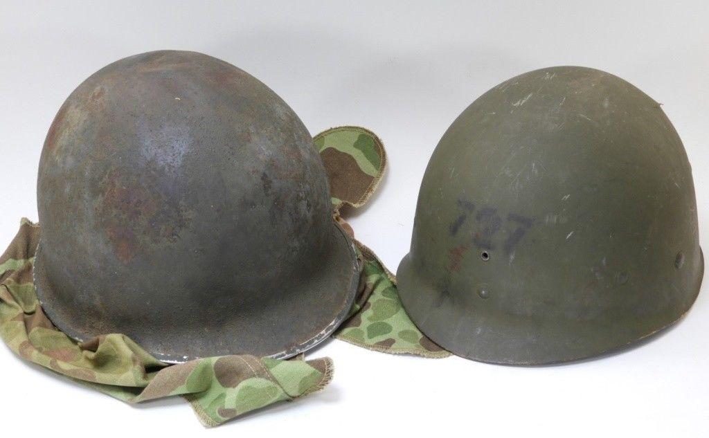 WWII M1 Helmet with USMC Camo Cover fixed bale frogskin "727"