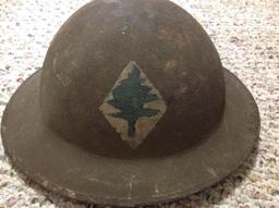 Original Outstanding Ww1 Doughboy Military Helmet Og Paint Unit Marked