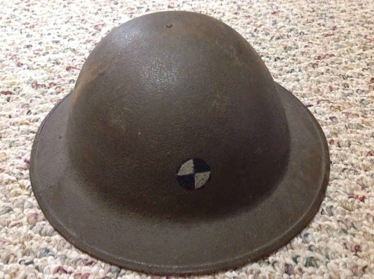 Original Outstanding Ww1 Doughboy Military Helmet Og Paint Unit Marked