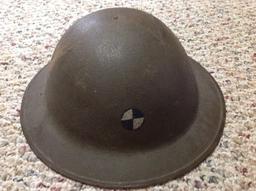 Original Outstanding Ww1 Doughboy Military Helmet Og Paint Unit Marked