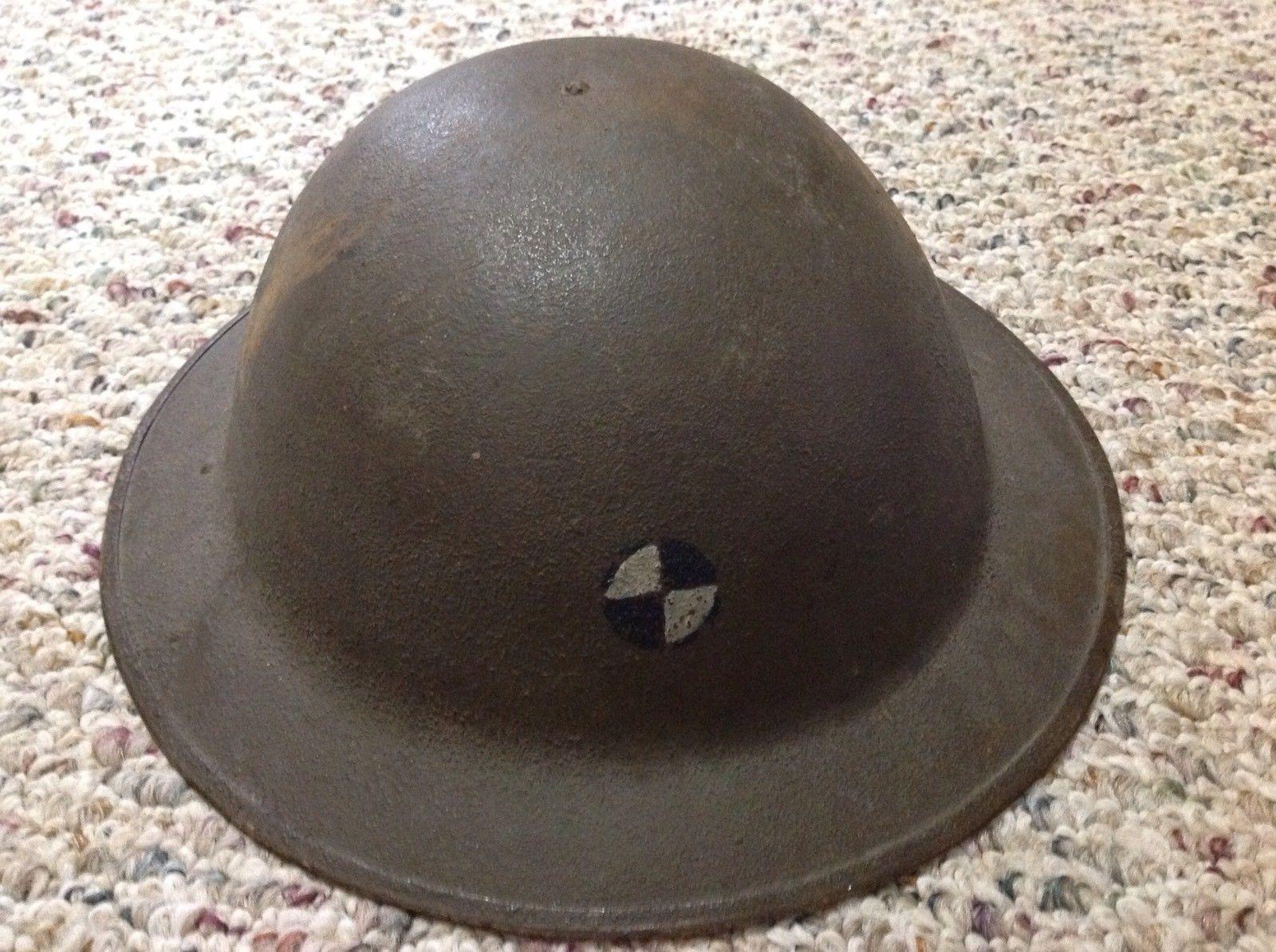 Original Outstanding Ww1 Doughboy Military Helmet Og Paint Unit Marked