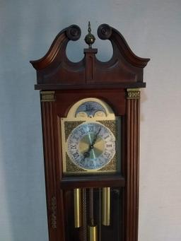 Vintage Mahogany Piper Grandfather Clock with Half Moon Dial