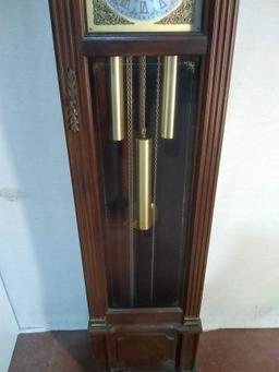 Vintage Mahogany Piper Grandfather Clock with Half Moon Dial