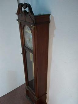 Vintage Mahogany Piper Grandfather Clock with Half Moon Dial