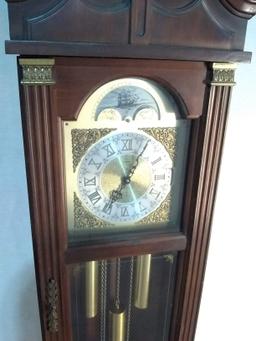 Vintage Mahogany Piper Grandfather Clock with Half Moon Dial