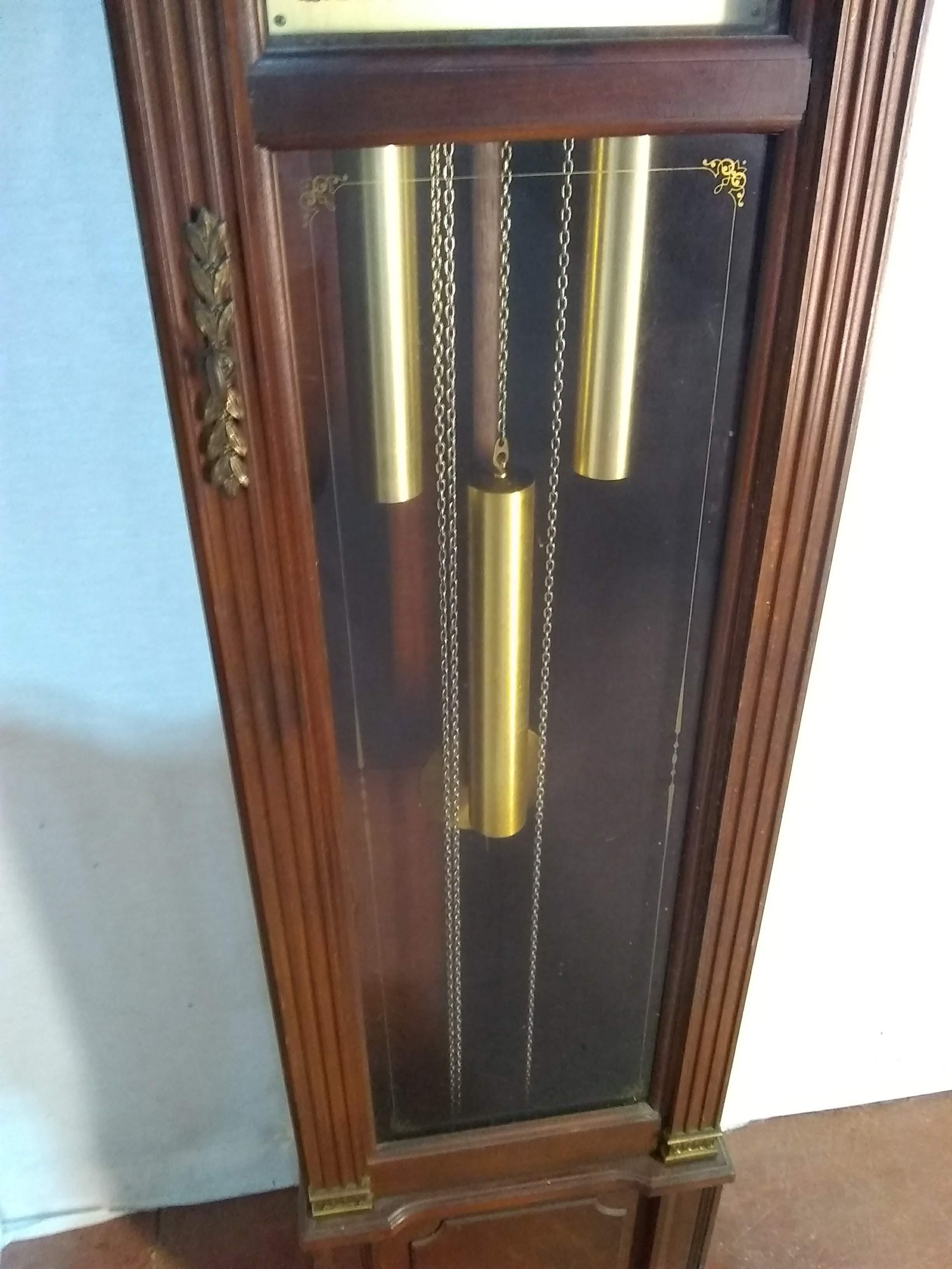 Vintage Mahogany Piper Grandfather Clock with Half Moon Dial