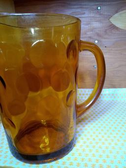 Vintage MCM Amber Thumbprint Pitcher