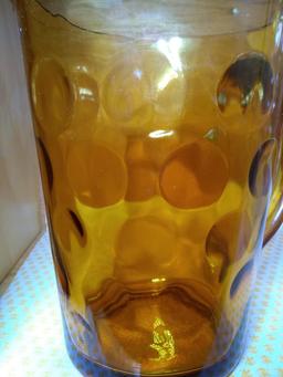 Vintage MCM Amber Thumbprint Pitcher