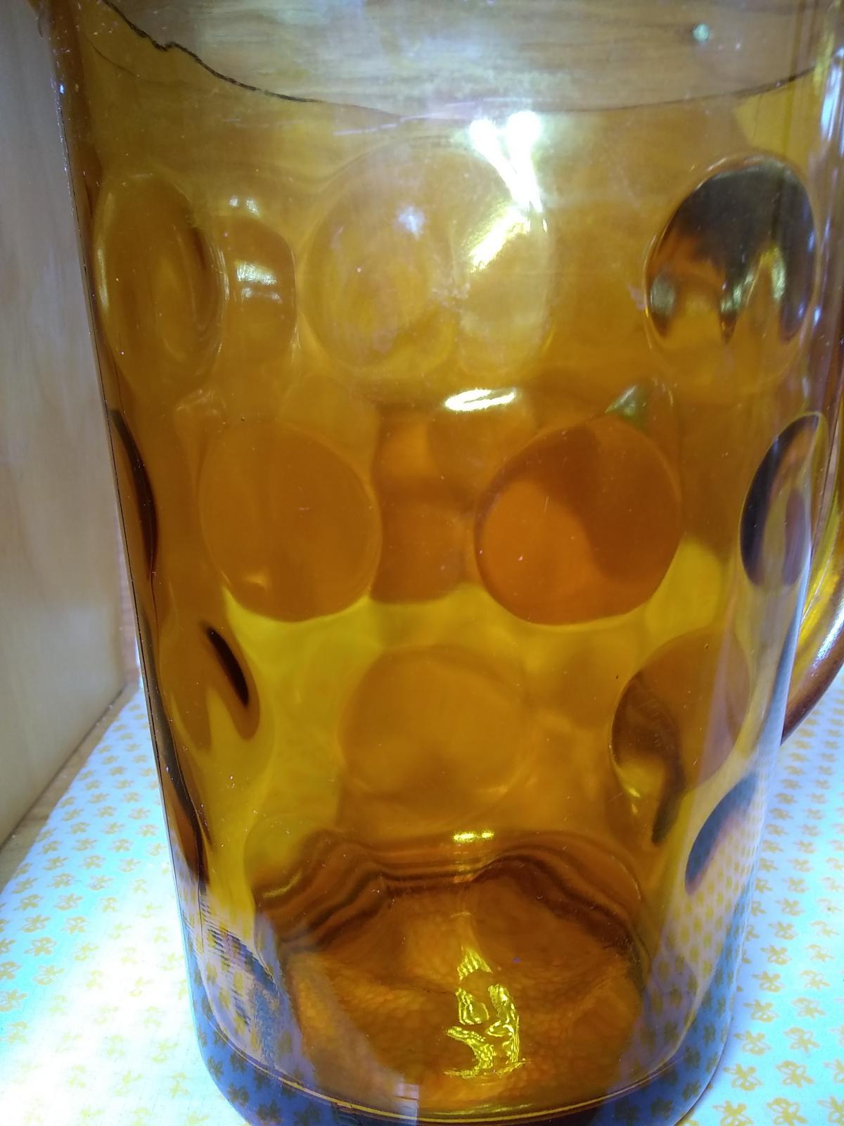 Vintage MCM Amber Thumbprint Pitcher