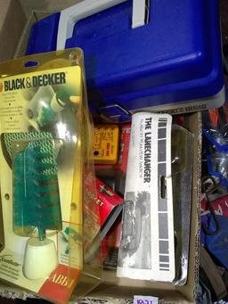 BL-Tackle Box, Battery Charger, Ratchet Socket Set