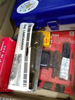 BL-Tackle Box, Battery Charger, Ratchet Socket Set