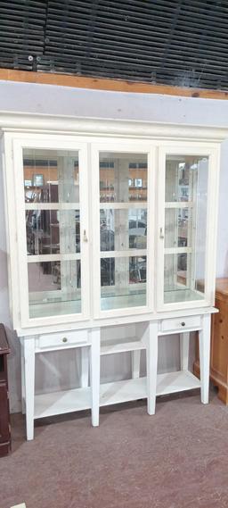 Bleached Oak China Hutch w/ PaintedTwo Drawer Sofa Table