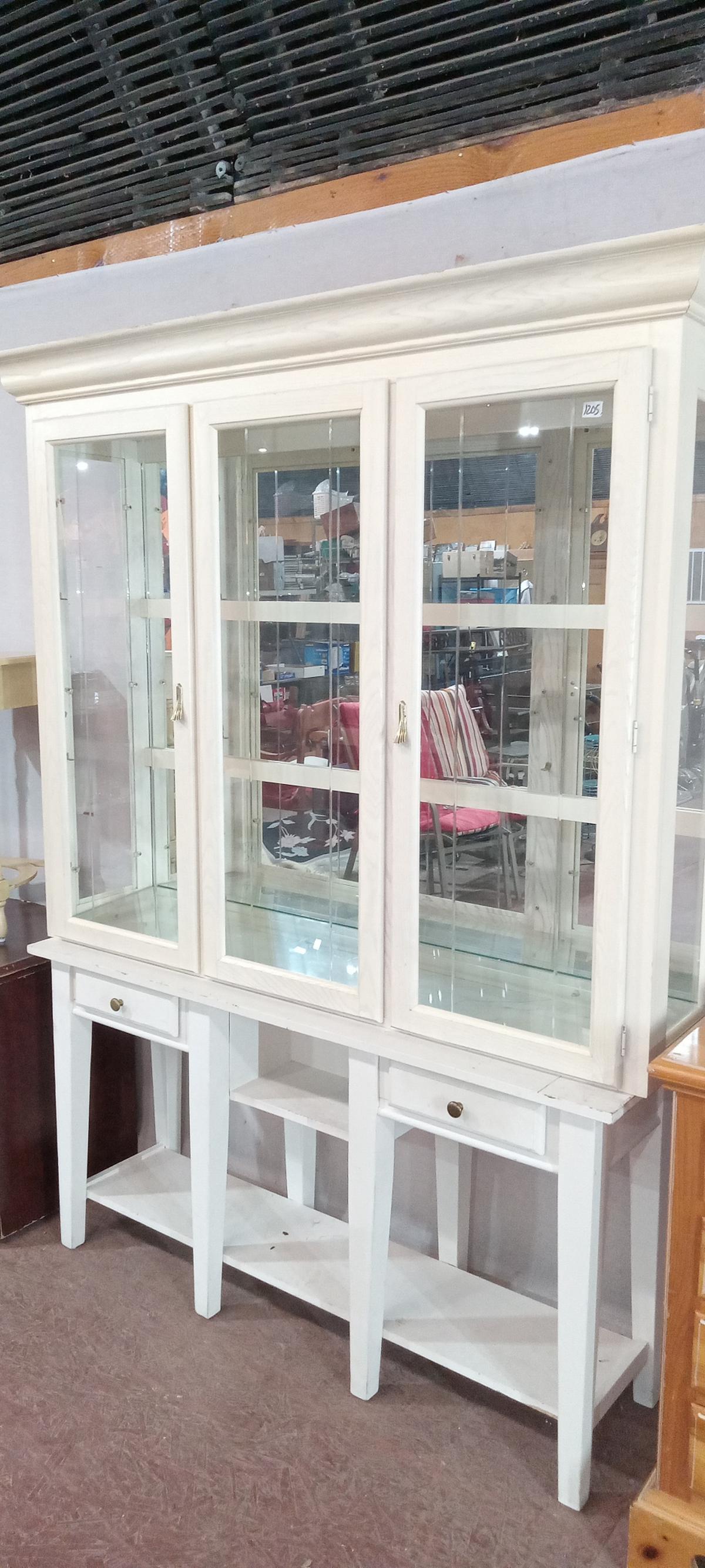 Bleached Oak China Hutch w/ PaintedTwo Drawer Sofa Table