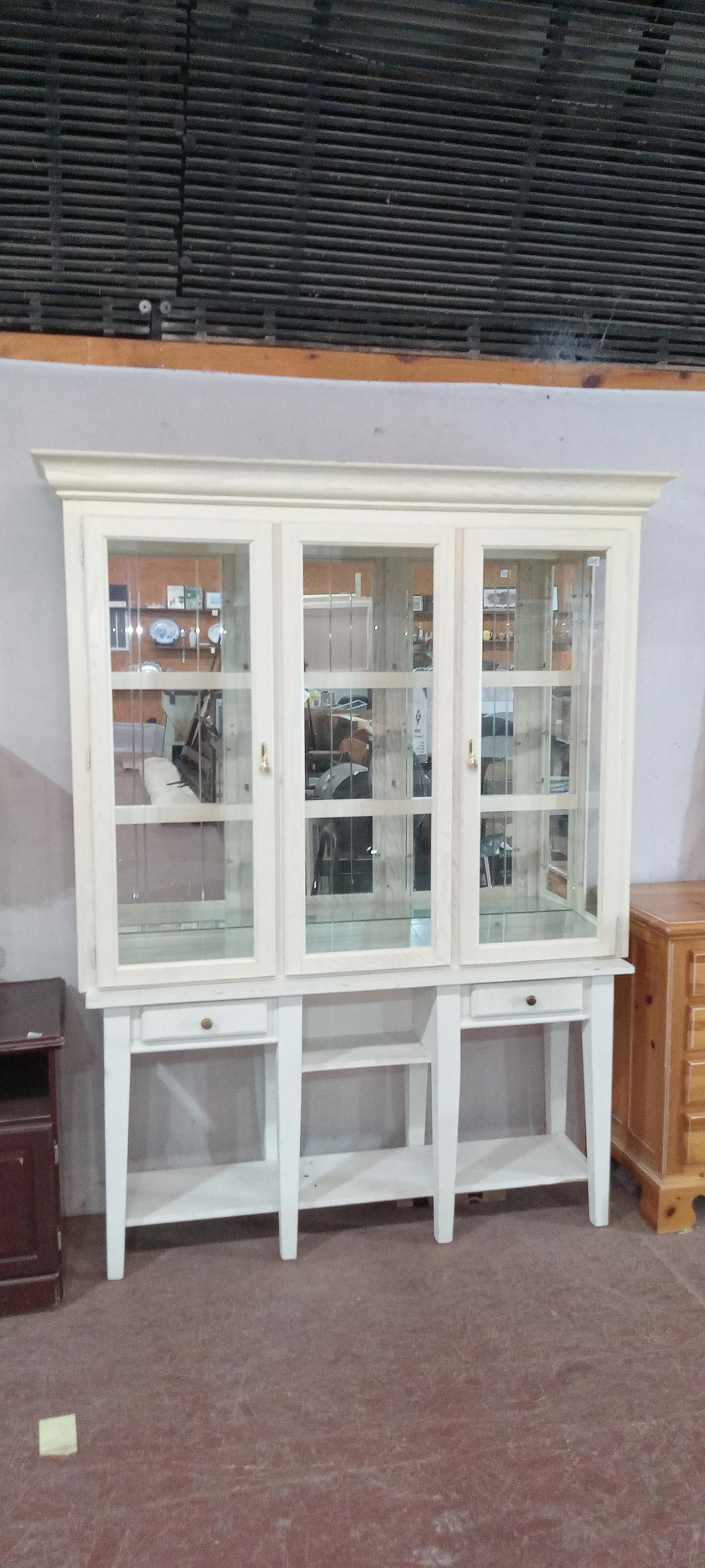 Bleached Oak China Hutch w/ PaintedTwo Drawer Sofa Table