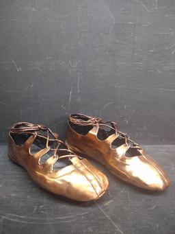 Pair Bronzed Dancing Shoes