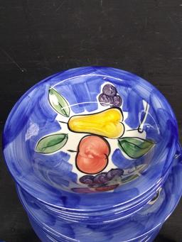 Contemporary China-Emerald  Collection -Blue with Fruit - 15 pcs