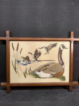 Framed Needlepoint-Ducks