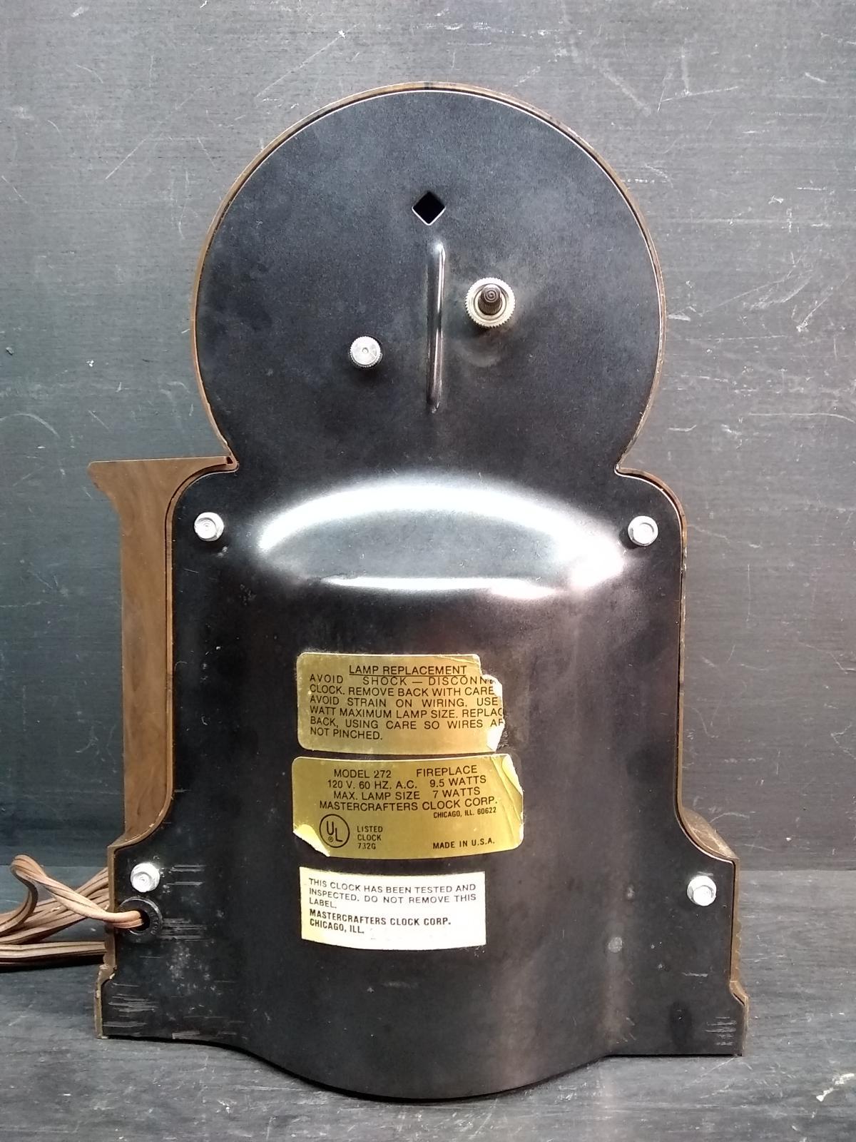 Vintage Mastercrafters Model 272 Fireplace Clock