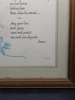 Framed and Double Matted Calligraphy -House Blessings by Pat McKay