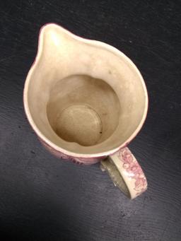 Antique Hand painted Japan Red Transferware Pitcher