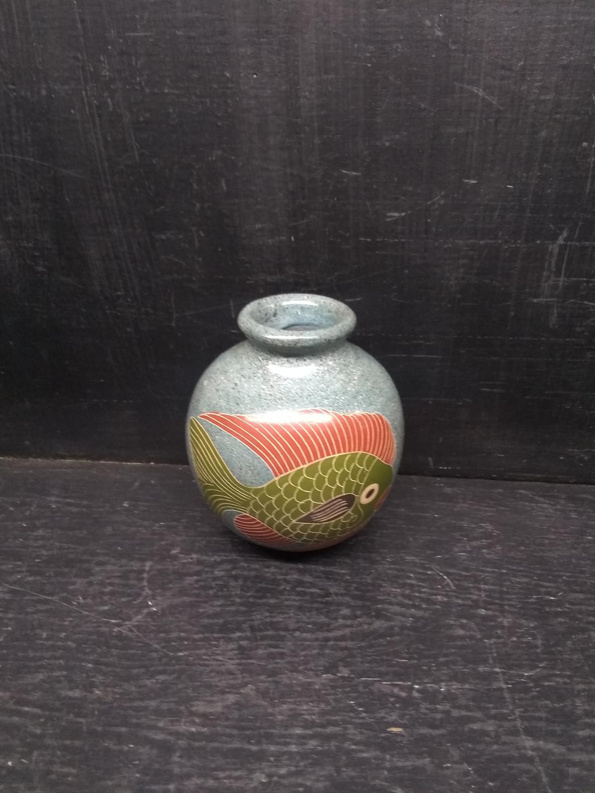 Studio Art Pottery Vase Fish-Juan Paulino Martinez