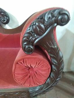 Antique Victorian Sofa w/ Heavily Carved Back & Legs