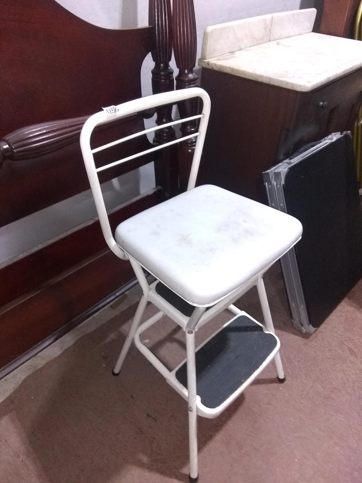Vintage Metal Step Stool Chair