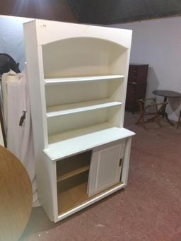 White Bookshelf Hutch wf/ Sliding Cabinet Doors